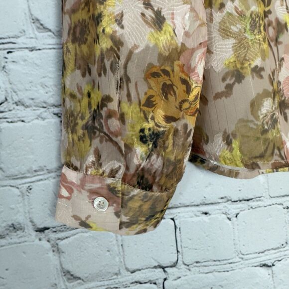 Anthropologie Greylin Bella Yoke Button Front Floral Jacquard Blouse Women's L - Picture 12 of 13